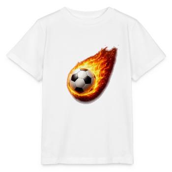 Flammender Fussballball - Stanley/Stella Kinder T-Shirt MINI CREATOR  - Weiß - Vorne - Maike (125cm)