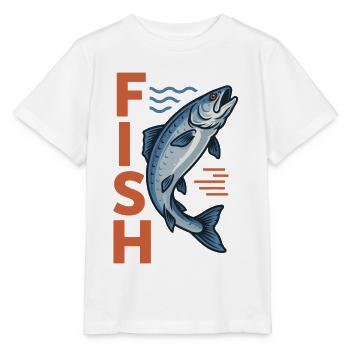 Logo du poisson POISSON : Look de pêche fort - T-shirt bio MINI CREATOR Stanley/Stella Enfant - blanc - Devant - Maike (125cm)