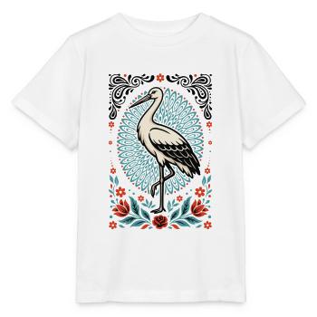 Storch im Blumenkreis Stil - Stanley/Stella Kinder T-Shirt MINI CREATOR  - Weiß - Vorne - Maike (125cm)