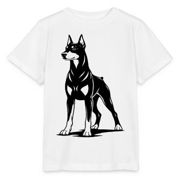 Doberman debout noir - T-shirt bio MINI CREATOR Stanley/Stella Enfant - blanc - Devant - Maike (125cm)