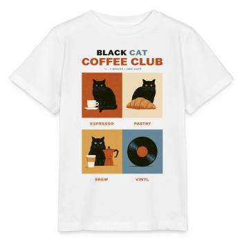 Black Cat Coffee Club Panels - T-shirt bio MINI CREATOR Stanley/Stella Enfant - blanc - Devant - Maike (125cm)