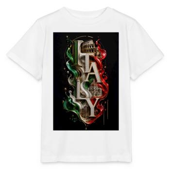 Italie Illustre Colisée Drapeau - T-shirt bio MINI CREATOR Stanley/Stella Enfant - blanc - Devant - Maike (125cm)