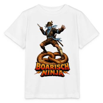 Boarisch Ninja – Retro Bayern Samurai Vintage Shir - Stanley/Stella Kinder T-Shirt MINI CREATOR  - Weiß - Vorne - Maike (125cm)