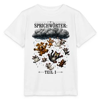Sprichwort Es regent Hunde und Katzen - Stanley/Stella Kinder T-Shirt MINI CREATOR  - Weiß - Vorne - Maike (125cm)