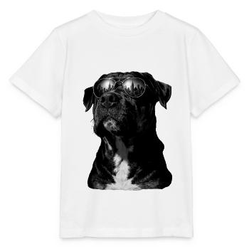 City view dog with sunglasses - Stanley/Stella MINI CREATOR Kids’ T-Shirt - white - Front - Maike (125cm)