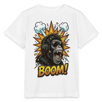 Cool chimpanzee with headphones comic design - Stanley/Stella MINI CREATOR Kids’ T-Shirt - white - Front - Maike (125cm)