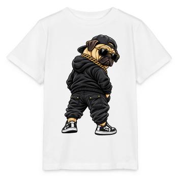 Cool gangster pug in streetwear style - Stanley/Stella MINI CREATOR Kids’ T-Shirt - white - Front - Maike (125cm)