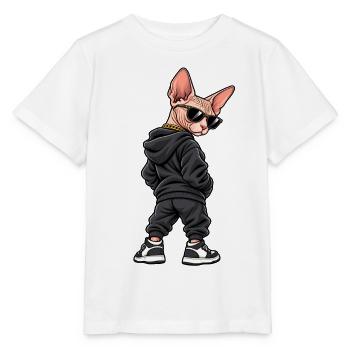 Cool Gangster Sphinx Cat Streetwear - Stanley/Stella MINI CREATOR Kids’ T-Shirt - white - Front - Maike (125cm)