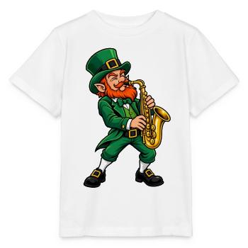 Leprechaun mit Saxophon - Stanley/Stella Kinder T-Shirt MINI CREATOR  - Weiß - Vorne - Maike (125cm)