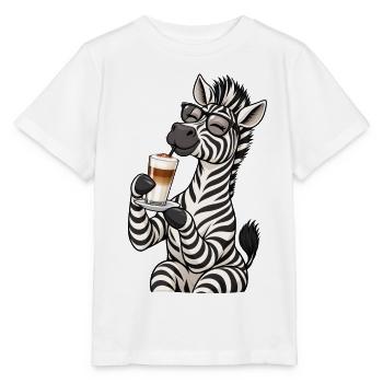 Zebra mit Latte Macchiato - Stanley/Stella Kinder T-Shirt MINI CREATOR  - Weiß - Vorne - Maike (125cm)