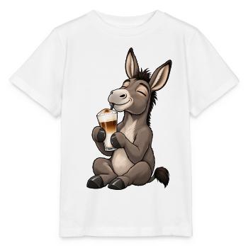 Esel mit Latte Macchiato - Stanley/Stella Kinder T-Shirt MINI CREATOR  - Weiß - Vorne - Maike (125cm)