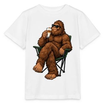 Bigfoot mit Latte Macchiato - Stanley/Stella Kinder T-Shirt MINI CREATOR  - Weiß - Vorne - Maike (125cm)