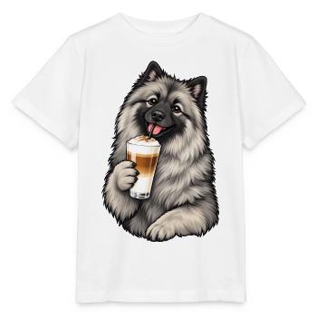 Keeshond mit Latte Macchiato - Stanley/Stella Kinder T-Shirt MINI CREATOR  - Weiß - Vorne - Maike (125cm)