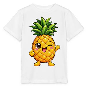Ananas Kawaii Style – Süße Tropenfrucht - Stanley/Stella Kinder T-Shirt MINI CREATOR  - Weiß - Vorne - Maike (125cm)