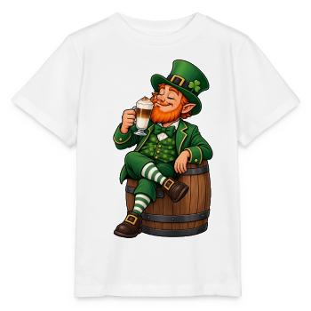 Leprechaun mit Latte Macchiato – Irischer Kaffee - Stanley/Stella Kinder T-Shirt MINI CREATOR  - Weiß - Vorne - Maike (125cm)