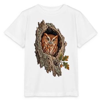 Östliche Kreischeule in einer Eichenhöhle - Stanley/Stella Kinder T-Shirt MINI CREATOR  - Weiß - Vorne - Maike (125cm)