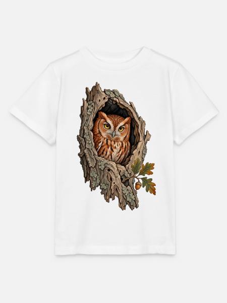 Östliche Kreischeule in einer Eichenhöhle - Stanley/Stella Kinder T-Shirt MINI CREATOR - Weiß