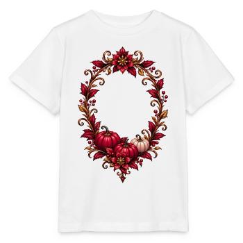 Herbstlicher Kürbis Kranz - Stanley/Stella Kinder T-Shirt MINI CREATOR  - Weiß - Vorne - Maike (125cm)