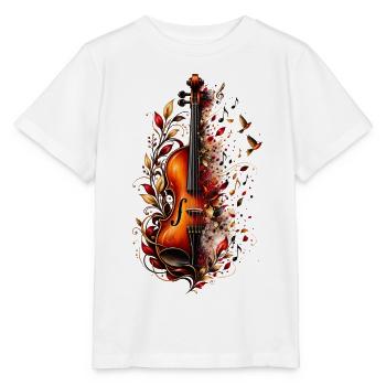 Violine mit Blumen und Musiknoten – Geige Klassik - Stanley/Stella Kinder T-Shirt MINI CREATOR  - Weiß - Vorne - Maike (125cm)