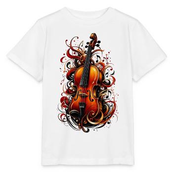 Vintage Violine Ornament – Elegante Geige Klassik - Stanley/Stella Kinder T-Shirt MINI CREATOR  - Weiß - Vorne - Maike (125cm)
