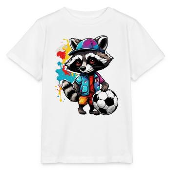 Soccer Raccoon / Animal / Soccer / Goal / Sports - Stanley/Stella MINI CREATOR Kids’ T-Shirt - white - Front - Maike (125cm)
