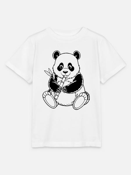 Panda der Bambus isst - Stanley/Stella Kinder T-Shirt MINI CREATOR - Weiß