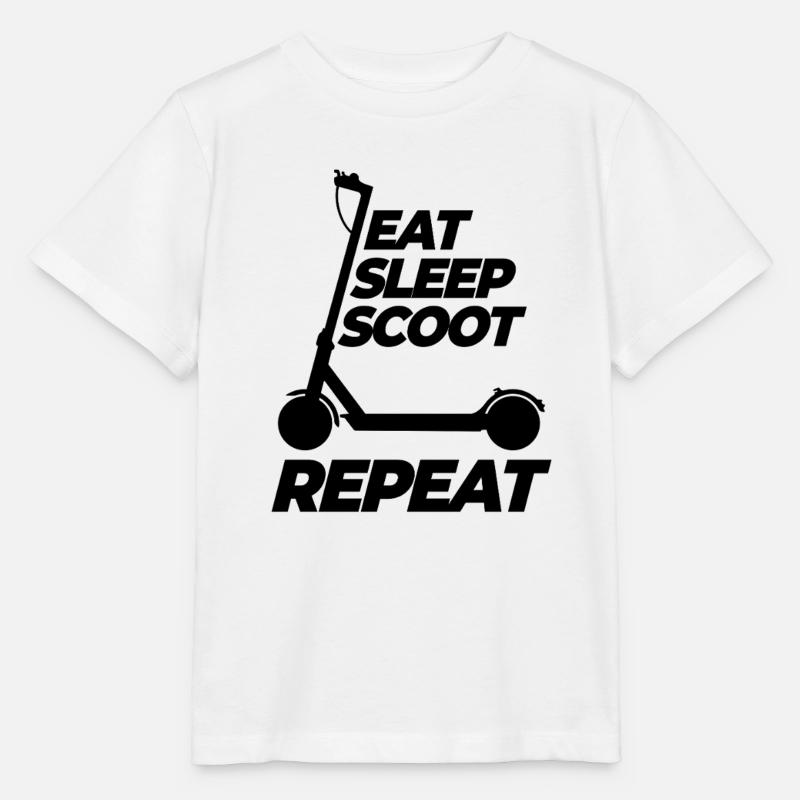Eat Sleep Scoot Repeat, E-Scooter, Elektro Roller - Stanley/Stella Kinder T-Shirt MINI CREATOR - Weiß