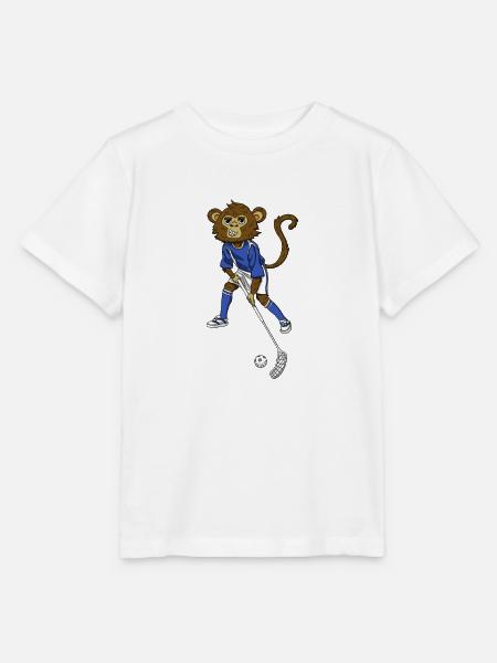 Floorball Hockey Monkey Affe - Stanley/Stella Kinder T-Shirt MINI CREATOR - Weiß