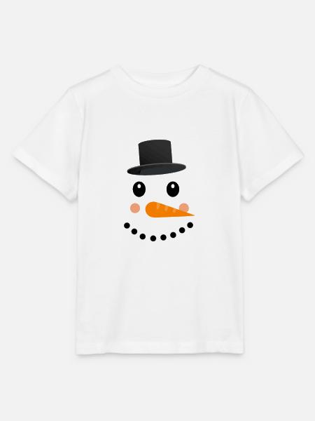 Frohe Weihnachten Schneemann Gesicht - Stanley/Stella Kinder T-Shirt MINI CREATOR - Weiß