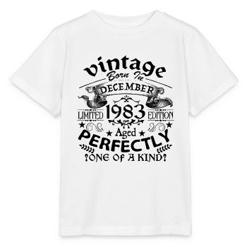 Dezember 1983 | 1983 Vintage | geboren im Dezember - Stanley/Stella Kinder T-Shirt MINI CREATOR  - Weiß - Vorne - Maike (125cm)