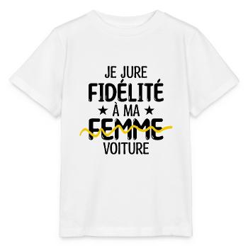 Je jure fidélité à ma femme, voiture - Drôle - T-shirt bio MINI CREATOR Stanley/Stella Enfant - blanc - Devant - Maike (125cm)