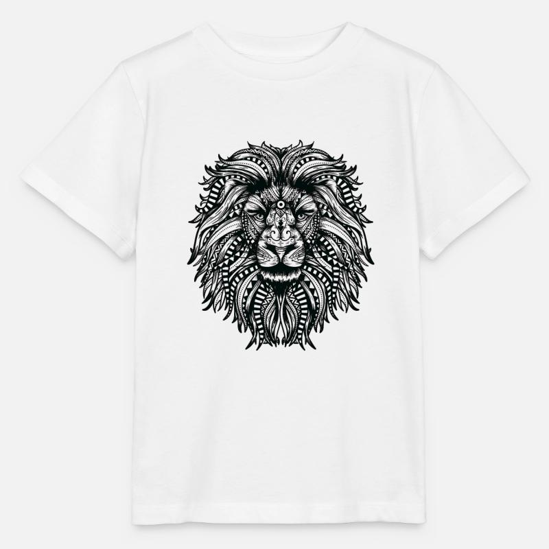 Lion Mandala avec crinière de lion - T-shirt bio MINI CREATOR Stanley/Stella Enfant - blanc