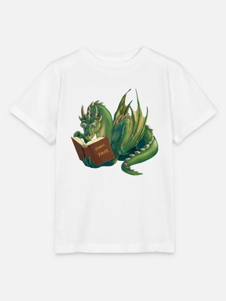 reading dragon - Stanley/Stella MINI CREATOR Kids’ T-Shirt - white