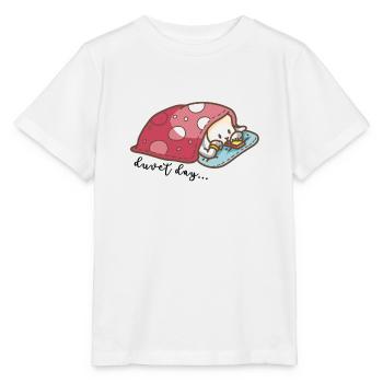 Bear snuggled under duvet for the day - Stanley/Stella MINI CREATOR Kids’ T-Shirt - white - Front - Maike (125cm)