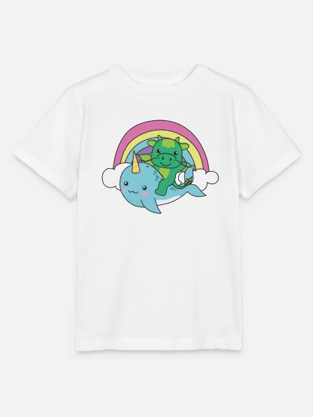 Narwal Drache ozean einhorn kawaii Regenbogen - Stanley/Stella Kinder T-Shirt MINI CREATOR - Weiß