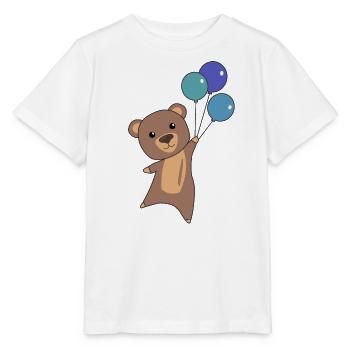 Bär fliegt mit Luftballons nach oben - Stanley/Stella Kinder T-Shirt MINI CREATOR  - Weiß - Vorne - Maike (125cm)