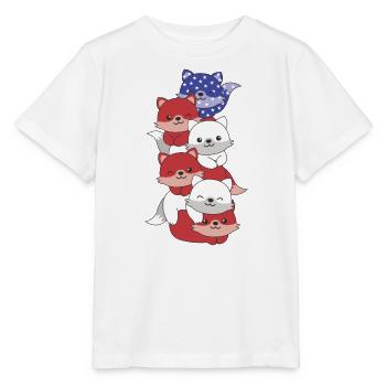 Fuchs für den vierten Juli USA Flagge Füchse - Stanley/Stella Kinder T-Shirt MINI CREATOR  - Weiß - Vorne - Maike (125cm)