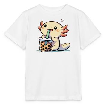 Kawaii Axolotl Bubble Tea Boba Axolotl - Stanley/Stella Kinder T-Shirt MINI CREATOR  - Weiß - Vorne - Maike (125cm)