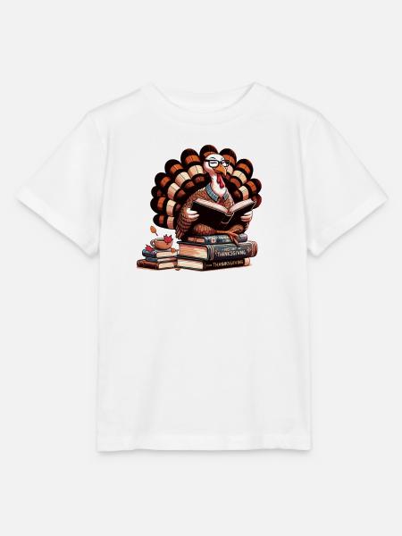 Thanksgiving Lese Truthahn Bücherfreund Buch - Stanley/Stella Kinder T-Shirt MINI CREATOR - Weiß