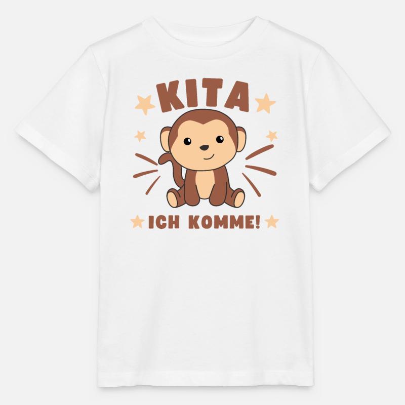Kita J’arrive Kitakind Monkey - T-shirt bio MINI CREATOR Stanley/Stella Enfant - blanc