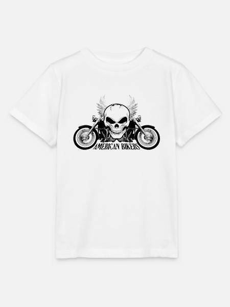 Amerikanischer Radfahrer-Motorrad-Zerhacker-Schädel-Radfahrer - Stanley/Stella Kinder T-Shirt MINI CREATOR - Weiß