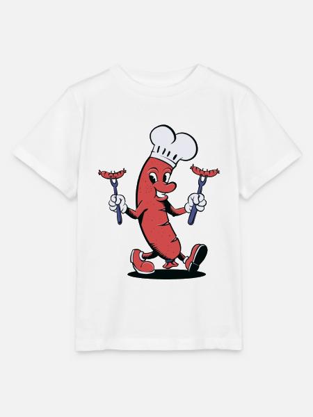 Wurst Grillen Cartoon - Stanley/Stella Kinder T-Shirt MINI CREATOR - Weiß