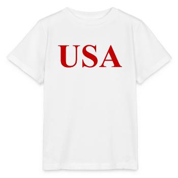 ETATS-UNIS - Logo - Slogan - United States of America - T-shirt bio MINI CREATOR Stanley/Stella Enfant - blanc - Devant - Maike (125cm)