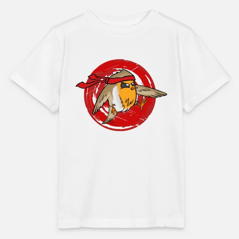 Ninja Rouge-gorge - T-shirt bio MINI CREATOR Stanley/Stella Enfant - blanc