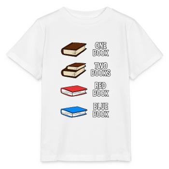 Un livre Deux livres Livre rouge Livre bleu - T-shirt bio MINI CREATOR Stanley/Stella Enfant - blanc - Devant - Maike (125cm)