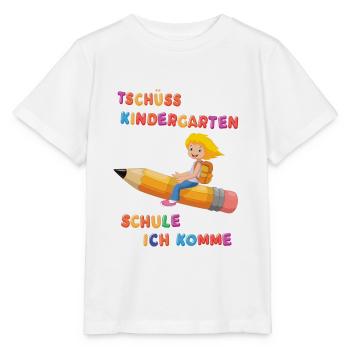 Einschulung - Mädchen ( blonde Haare ) - Stanley/Stella Kinder T-Shirt MINI CREATOR  - Weiß - Vorne - Maike (125cm)