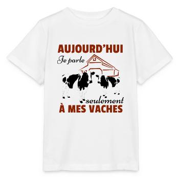 Vache Shirt • Mes vaches • Vache Cadeau - T-shirt bio MINI CREATOR Stanley/Stella Enfant - blanc - Devant - Maike (125cm)