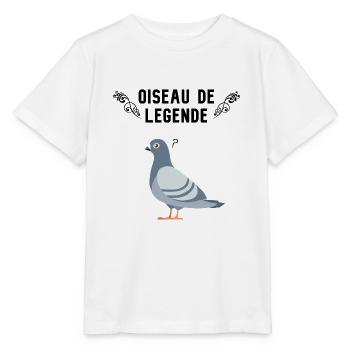 Oiseau de légende: le pigeon (typo noire) - T-shirt bio MINI CREATOR Stanley/Stella Enfant - blanc - Devant - Maike (125cm)