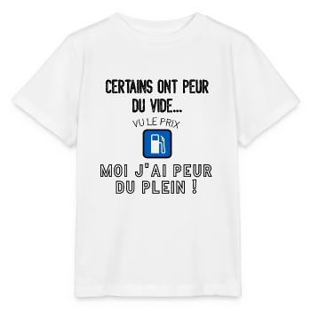 J'ai peur du plein (inflation carburant) - T-shirt bio MINI CREATOR Stanley/Stella Enfant - blanc - Devant - Maike (125cm)