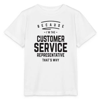 Je suis le représentant du service à la clientèle, c’est pourquoi - T-shirt bio MINI CREATOR Stanley/Stella Enfant - blanc - Devant - Maike (125cm)